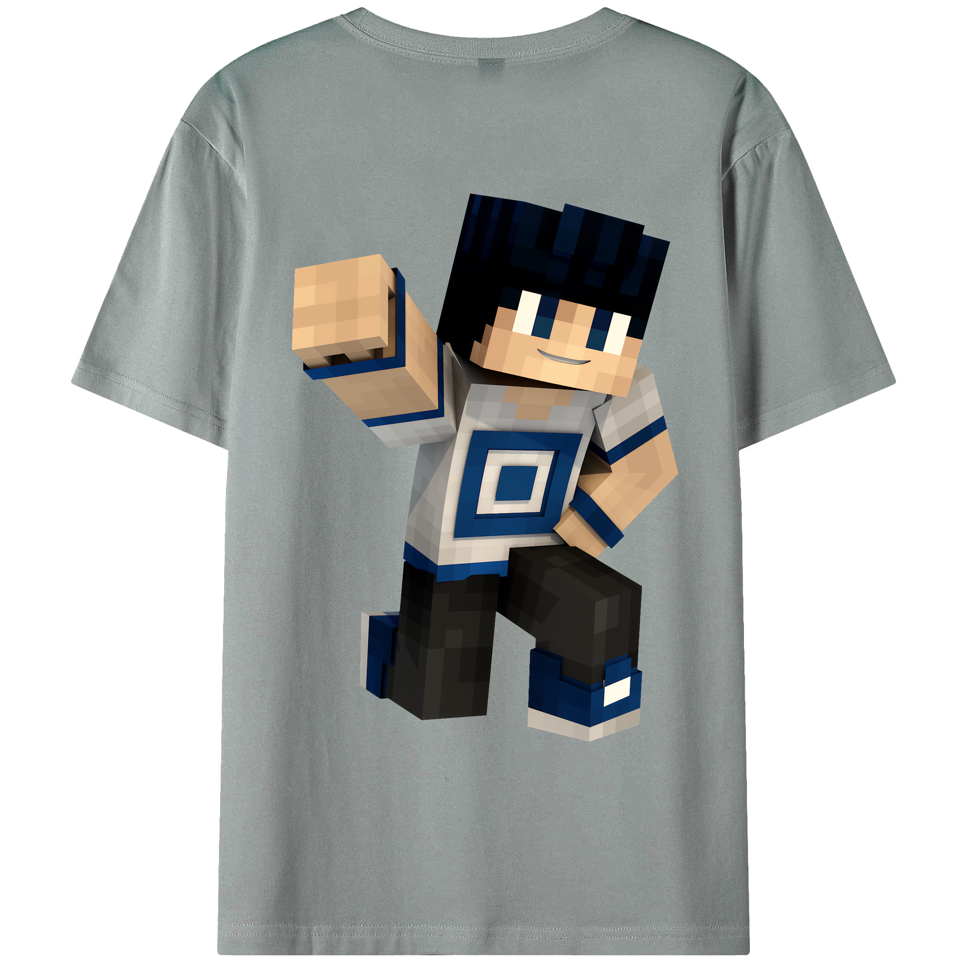 （画像用） マインクラフト ブロックの世界 Minecraft MC Block world 綿100％ メンズ半袖Tシャツ（バックプリント） 通気性